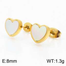 Stainless steel shell heart classic simple gold earring