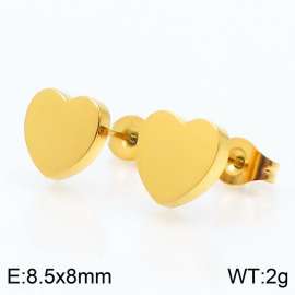 Stainless steel solid heart classic simple gold earring