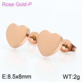 Stainless steel solid heart classic simple rose gold earring