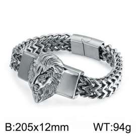 Stainless Steel Double Cuban Link Lion Bracelet(Men)
