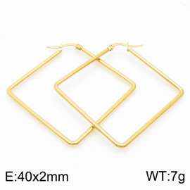 Women Casual Gold-Plated Stainless Steel Square Frame Earrings