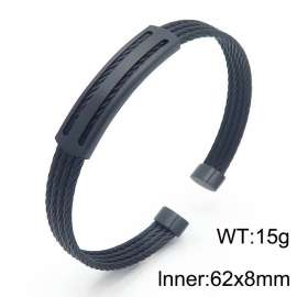 Stainless Steel Twisted Cable Cuff Bangle Bracelet for Men Color Black