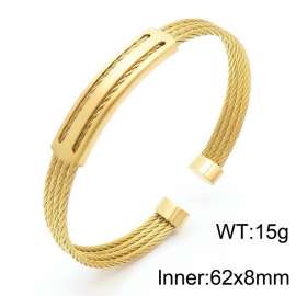 Gold-plated Stainless Steel Twisted Cable Cuff Bangle Bracelet for Men
