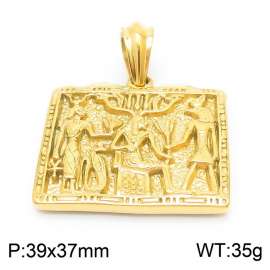 Gold-Plated Stainless Stee Ancient Egyptian mural patterns Pendant