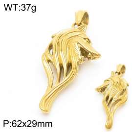 Gold-Plated Stainless Steel Wolf Head Pendant