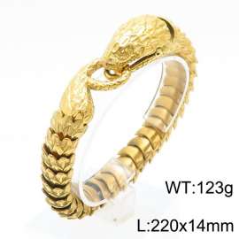 Gold-Plated Stainless Steel Retro Snake Link Chain Bracelet Vintage Old Metal Finishing