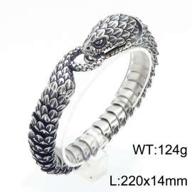 Stainless Steel Retro Snake Link Chain Bracelet Vintage Old Metal Finishing