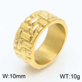 Stainless steel European and American minimalist personality appearance irregular concave convex rectangular charm gold ring