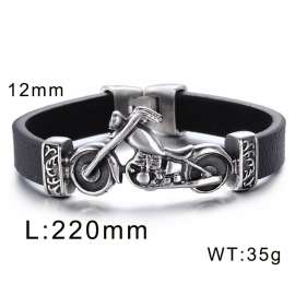 Punk Gothic Rock Hand Decor Motorcycle Skull Head Cowhide Leather Men's Bracelet