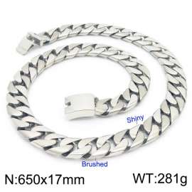 Steel Color Thick Necklace Glossy and Matte Men's Heavy Necklace Dog Chain