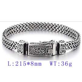 Double Chain Oxidized Buckle Men's Pattern Bracelet