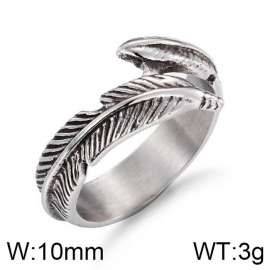 Stainless steel cast feather men's ring