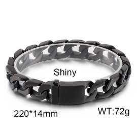 European and American fashion trendy men's Cuban chain titanium steel Black-plating Bracelet