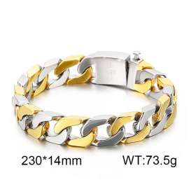 European and American fashion trendy men's Cuban chain titanium steel golden bracelet