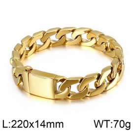 European and American fashion trendy men's Cuban chain titanium steel golden bracelet