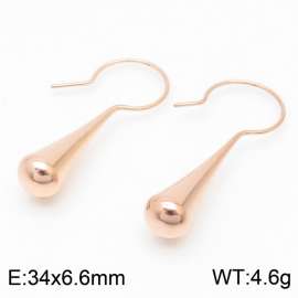 Women Fashion Rose-Gold Stainless Steel Cone Shape Earrings