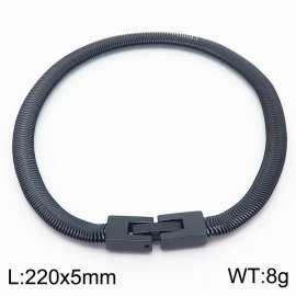 220mm Unisex Casual Black-Plated Stainless Steel Snake Bone Chain Bracelet