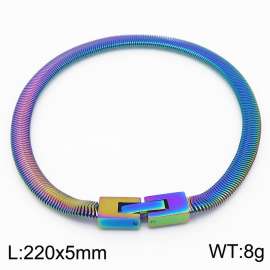 220mm Unisex Casual Rainbow Color Stainless Steel Snake Bone Chain Bracelet