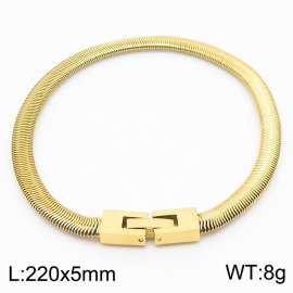 220mm Unisex Casual Gold-Plated Stainless Steel Snake Bone Chain Bracelet