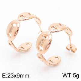 Simple Luxury Twisted Pattern Stainless Steel Earring for Women Color  Rose Gold