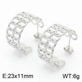 Personality Twisted Pattern Stainless Steel Earring for Women Color  Silver
