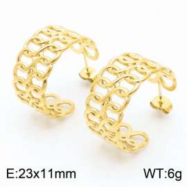Personality Twisted Pattern Stainless Steel Earring for Women Color  Gold