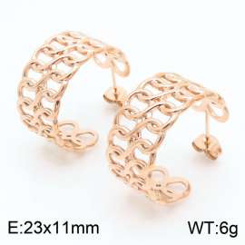 ersonality Twisted Pattern Stainless Steel Earring for Women Color Rose Gold