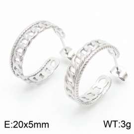 Stainless steel C-shaped layered women's silver earrings