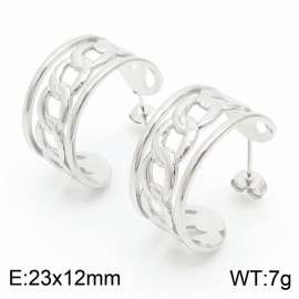 SStainless steel minimalist style special shape pendant women's silver earrings