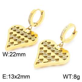 Stainless steel  much love heart crystal pendant trendy gold earring