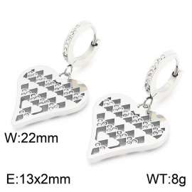 Stainless steel  much love heart crystal pendant trendy silver earring