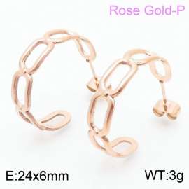 Simple Hollow Square Rose Gold Stainless Steel Women Open Dangle Earrings For Women