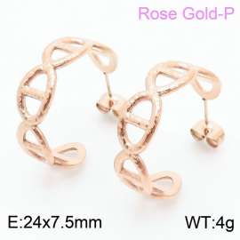 Classic Stainless Steel Rose Gold Cross Open Drop Earrings For Women