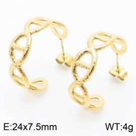Classic Stainless Steel Gold Color Cross Open Drop Earrings For Women