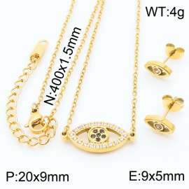 Stainless steel 400X1.5mm welding chain with hollow the eye of evil crystal charm fashional gold earring