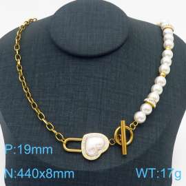 Stainless steel O-chain splicing string pearl chain OT buckle heart shaped accessory jewelry temperament gold necklace