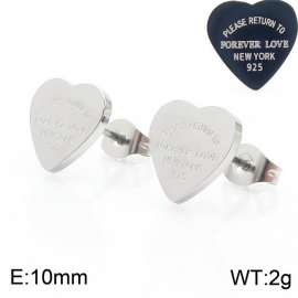 10MM Heart Shape Stainless Steel Earrings With Letters Silver Color