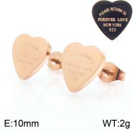 10MM Heart Shape Stainless Steel Earrings With Letters Rose Gold Color