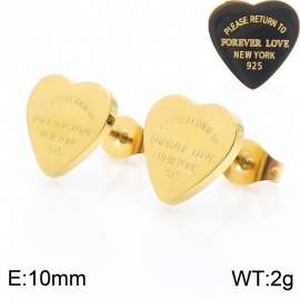 10MM Heart Shape Stainless Steel Earrings With Letters Gold Color10MM Heart Shape Stainless Steel Earrings With Letters Gold Color