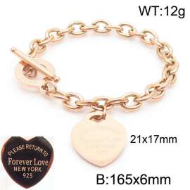 6mm Heart Shape Accessory O-Chain Stainless Steel Bracelet Rose Gold Color 165CM