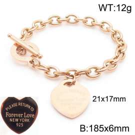 6mm Heart Shape Accessory O-Chain Stainless Steel Bracelet Rose Gold Color 185CM