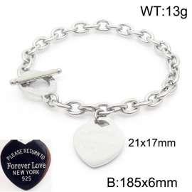 6mm Heart Shape Accessory O-Chain Stainless Steel Bracelet Silver Color 185CM