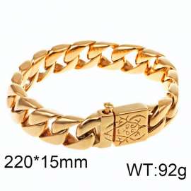 Gold-plating Shiny Face Demon Head Men's Cast Elastic Buckle Bracelet