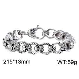 Punk style stainless steel skull jewelry Hip hop rock men's bracelet