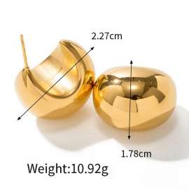 Stainless Steel Women's Fashion Irregular C-shaped Opening Charm Gold Earrings