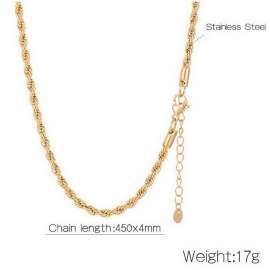 Gold Fried Dough Twists Chain Necklace