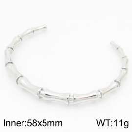 5mm Polished Bamboo Bangle Women Stainless Steel 304 Silver Color