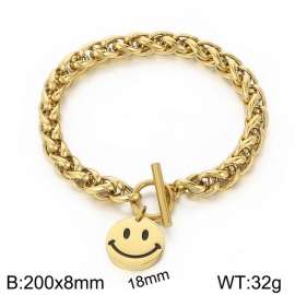 Stainless steel OT buckle smiley face bracelet