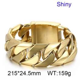 Gold glossy thin style domineering and simple men's cast thick bracelet