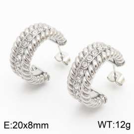 Stainless Steel Semi-Circular Zirconia Stud Earrings Gift for Women